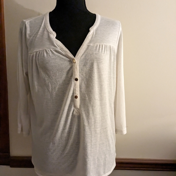 H&M cream colored Henley Top, sized Women's Small - Picture 1 of 3